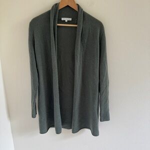 White & Warren Green Open Front Cardigan XS